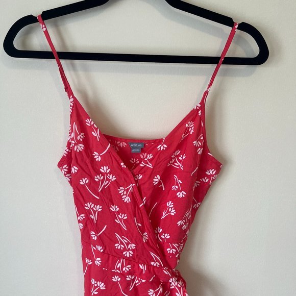 Aerie Red Floral Midi Wrap Dress - Picture 4 of 4